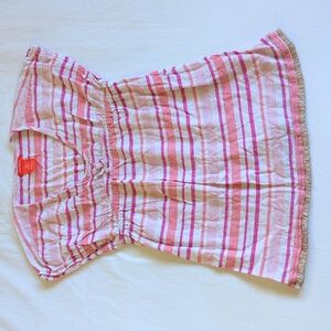 joe fresh girls pink striped beach swim coverup with metallic fringe size XS 4/5